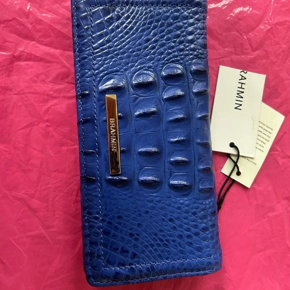 Brahmin Vibrant Blue Croc Embossed Clutch - Picture 2 of 6